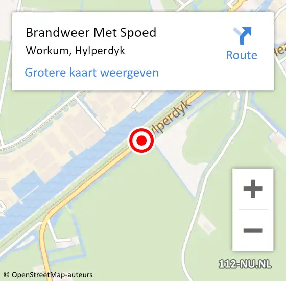 Locatie op kaart van de 112 melding: Brandweer Met Spoed Naar Workum, Hylperdyk op 14 augustus 2019 08:40