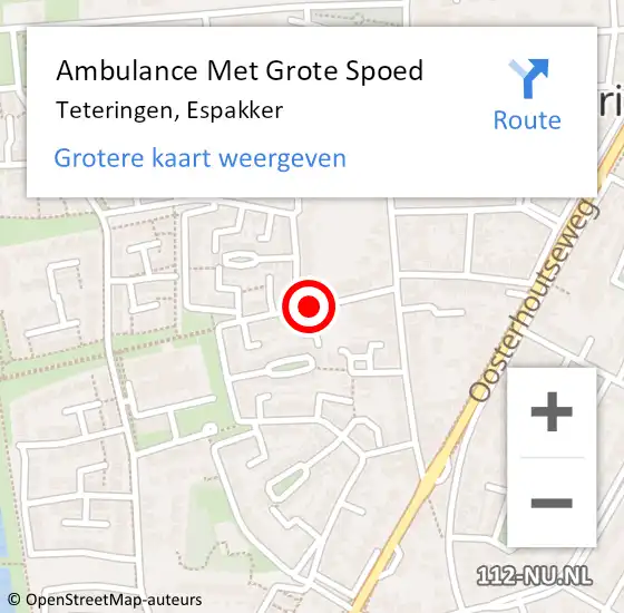 Locatie op kaart van de 112 melding: Ambulance Met Grote Spoed Naar Teteringen, Espakker op 14 augustus 2019 08:53