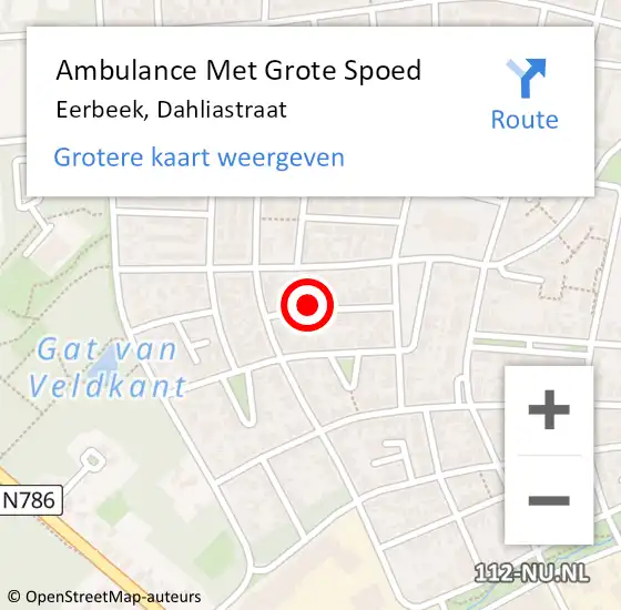 Locatie op kaart van de 112 melding: Ambulance Met Grote Spoed Naar Eerbeek, Dahliastraat op 10 april 2014 15:35