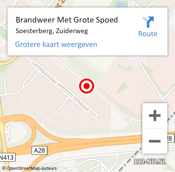 Locatie op kaart van de 112 melding: Brandweer Met Grote Spoed Naar Soesterberg, Zuiderweg op 14 augustus 2019 10:40