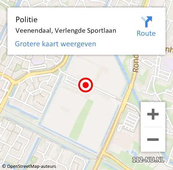 Locatie op kaart van de 112 melding: Politie Veenendaal, Verlengde Sportlaan op 14 augustus 2019 10:56