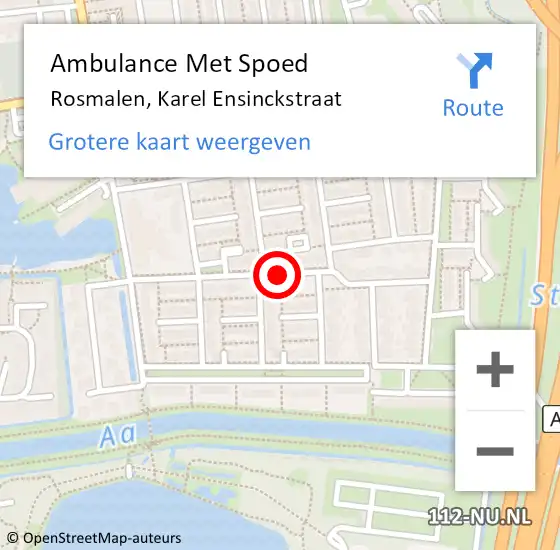 Locatie op kaart van de 112 melding: Ambulance Met Spoed Naar Rosmalen, Karel Ensinckstraat op 14 augustus 2019 11:35