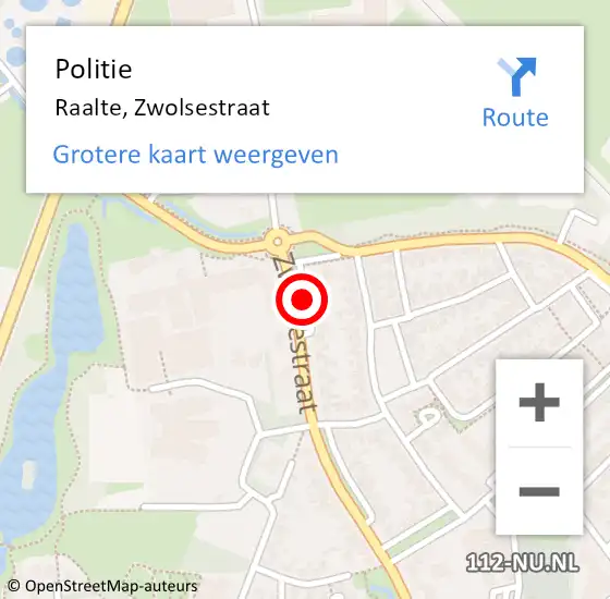 Locatie op kaart van de 112 melding: Politie Raalte, Zwolsestraat op 14 augustus 2019 11:46