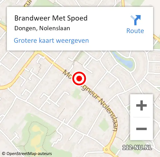 Locatie op kaart van de 112 melding: Brandweer Met Spoed Naar Dongen, Nolenslaan op 10 april 2014 15:46