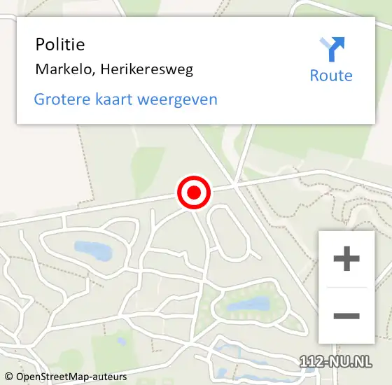 Locatie op kaart van de 112 melding: Politie Markelo, Herikeresweg op 14 augustus 2019 13:10