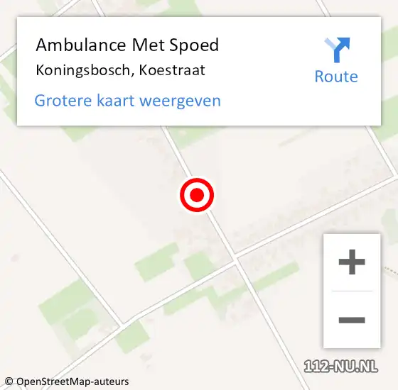 Locatie op kaart van de 112 melding: Ambulance Met Spoed Naar Koningsbosch, Koestraat op 14 augustus 2019 13:35