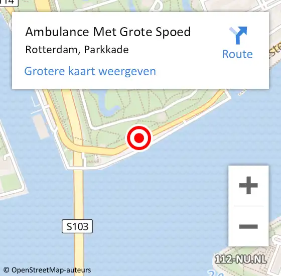 Locatie op kaart van de 112 melding: Ambulance Met Grote Spoed Naar Rotterdam, Parkkade op 14 augustus 2019 14:27