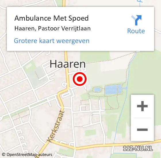 Locatie op kaart van de 112 melding: Ambulance Met Spoed Naar Haaren, Pastoor Verrijtlaan op 14 augustus 2019 14:48