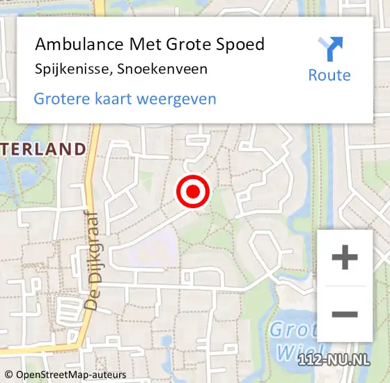 Locatie op kaart van de 112 melding: Ambulance Met Grote Spoed Naar Spijkenisse, Snoekenveen op 14 augustus 2019 15:10
