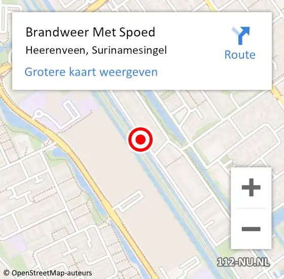 Locatie op kaart van de 112 melding: Brandweer Met Spoed Naar Heerenveen, Surinamesingel op 14 augustus 2019 15:25