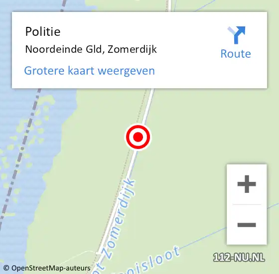 Locatie op kaart van de 112 melding: Politie Noordeinde Gld, Zomerdijk op 14 augustus 2019 15:36