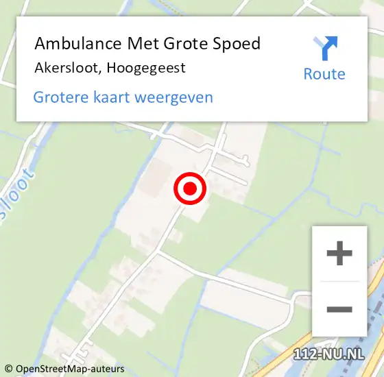 Locatie op kaart van de 112 melding: Ambulance Met Grote Spoed Naar Akersloot, Hoogegeest op 14 augustus 2019 16:25