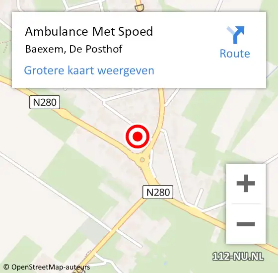 Locatie op kaart van de 112 melding: Ambulance Met Spoed Naar Baexem, De Posthof op 14 augustus 2019 16:38