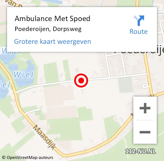 Locatie op kaart van de 112 melding: Ambulance Met Spoed Naar Poederoijen, Dorpsweg op 14 augustus 2019 16:44