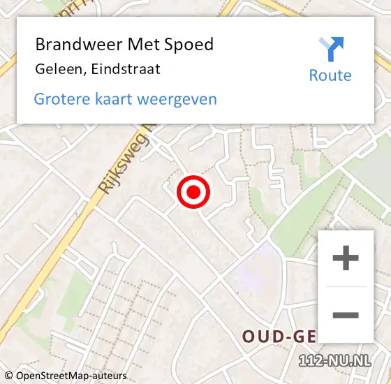 Locatie op kaart van de 112 melding: Brandweer Met Spoed Naar Geleen, Eindstraat op 14 augustus 2019 17:07