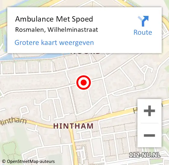 Locatie op kaart van de 112 melding: Ambulance Met Spoed Naar Rosmalen, Wilhelminastraat op 14 augustus 2019 17:23