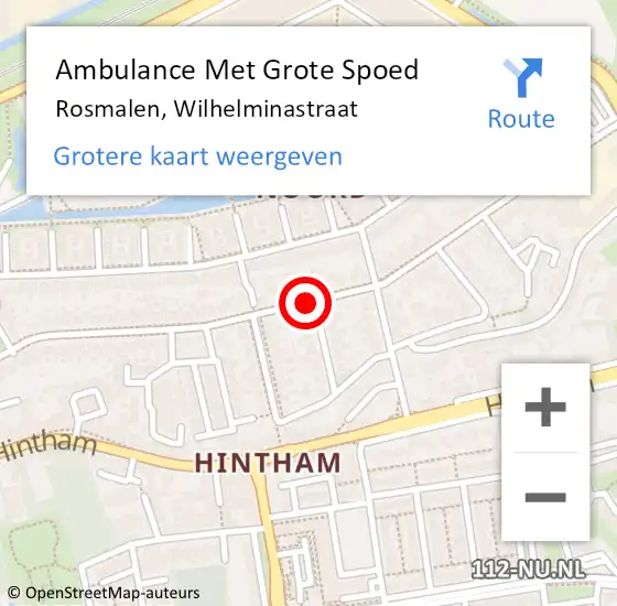 Locatie op kaart van de 112 melding: Ambulance Met Grote Spoed Naar Rosmalen, Wilhelminastraat op 14 augustus 2019 17:25