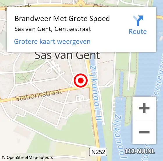 Locatie op kaart van de 112 melding: Brandweer Met Grote Spoed Naar Sas van Gent, Gentsestraat op 14 augustus 2019 17:33