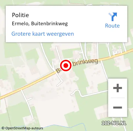 Locatie op kaart van de 112 melding: Politie Ermelo, Buitenbrinkweg op 14 augustus 2019 18:13