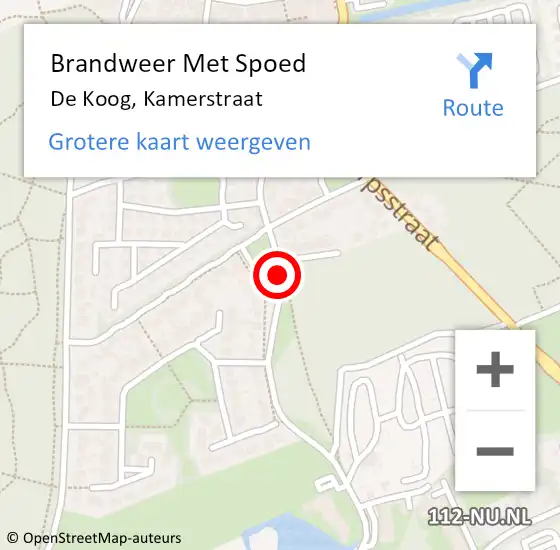 Locatie op kaart van de 112 melding: Brandweer Met Spoed Naar De Koog, Kamerstraat op 14 augustus 2019 18:42