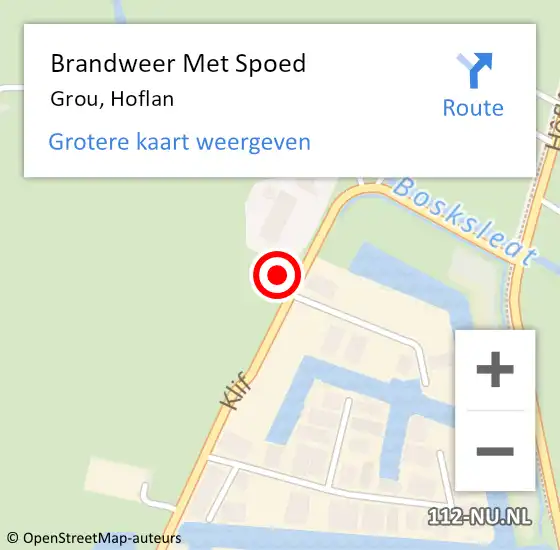 Locatie op kaart van de 112 melding: Brandweer Met Spoed Naar Grou, Hoflan op 14 augustus 2019 19:08