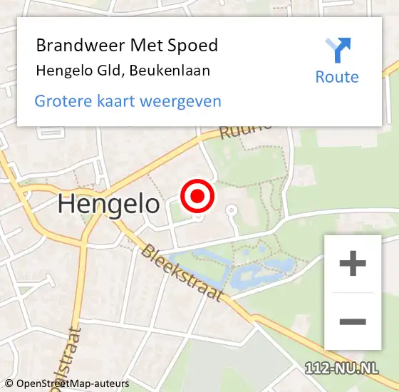 Locatie op kaart van de 112 melding: Brandweer Met Spoed Naar Hengelo Gld, Beukenlaan op 14 augustus 2019 19:14