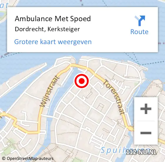Locatie op kaart van de 112 melding: Ambulance Met Spoed Naar Dordrecht, Kerksteiger op 14 augustus 2019 20:20