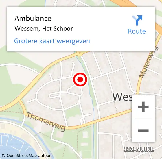 Locatie op kaart van de 112 melding: Ambulance Wessem, Het Schoor op 10 april 2014 16:23