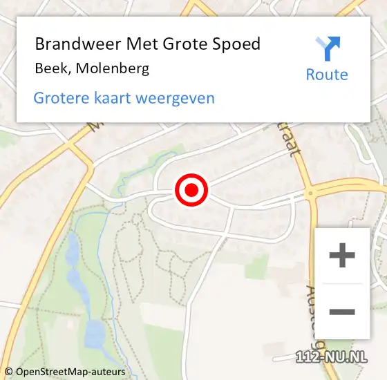 Locatie op kaart van de 112 melding: Brandweer Met Grote Spoed Naar Beek, Molenberg op 14 augustus 2019 23:25