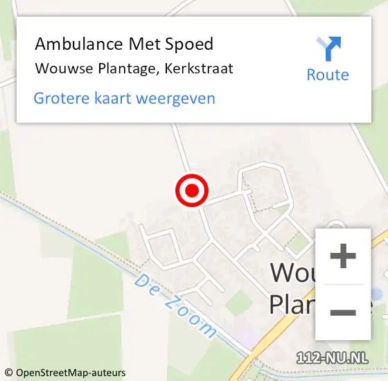 Locatie op kaart van de 112 melding: Ambulance Met Spoed Naar Wouwse Plantage, Kerkstraat op 14 augustus 2019 23:39