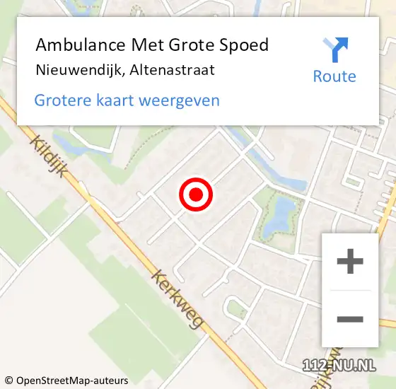 Locatie op kaart van de 112 melding: Ambulance Met Grote Spoed Naar Nieuwendijk, Altenastraat op 15 augustus 2019 00:10