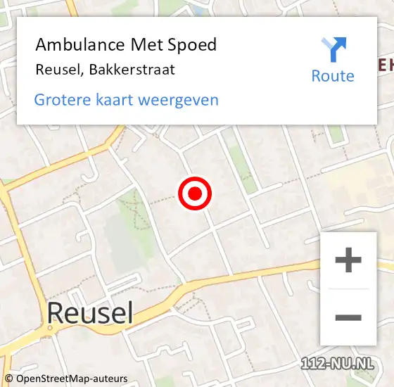 Locatie op kaart van de 112 melding: Ambulance Met Spoed Naar Reusel, Bakkerstraat op 15 augustus 2019 02:51