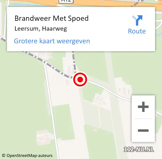 Locatie op kaart van de 112 melding: Brandweer Met Spoed Naar Leersum, Haarweg op 15 augustus 2019 06:27