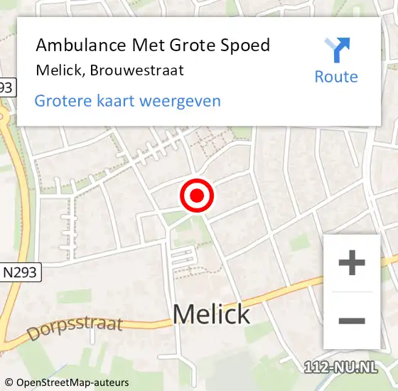 Locatie op kaart van de 112 melding: Ambulance Met Grote Spoed Naar Melick, Brouwestraat op 15 augustus 2019 06:42