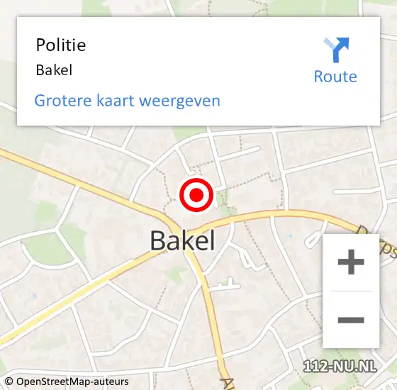 Locatie op kaart van de 112 melding: Politie Bakel, Beemd op 15 augustus 2019 07:39