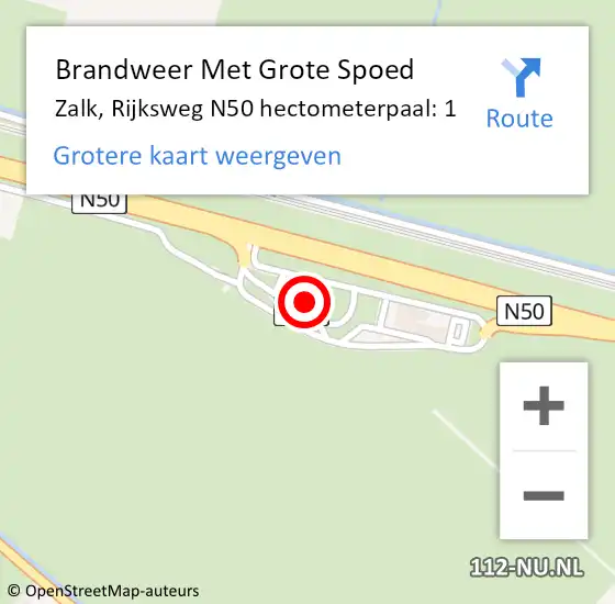 Locatie op kaart van de 112 melding: Brandweer Met Grote Spoed Naar Zalk, Rijksweg N50 hectometerpaal: 1 op 10 april 2014 16:46