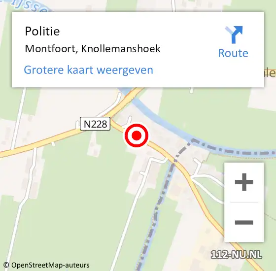 Locatie op kaart van de 112 melding: Politie Montfoort, Knollemanshoek op 15 augustus 2019 08:04