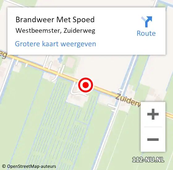 Locatie op kaart van de 112 melding: Brandweer Met Spoed Naar Westbeemster, Zuiderweg op 15 augustus 2019 08:12