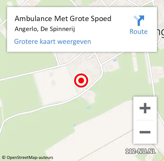 Locatie op kaart van de 112 melding: Ambulance Met Grote Spoed Naar Angerlo, De Spinnerij op 15 augustus 2019 08:15