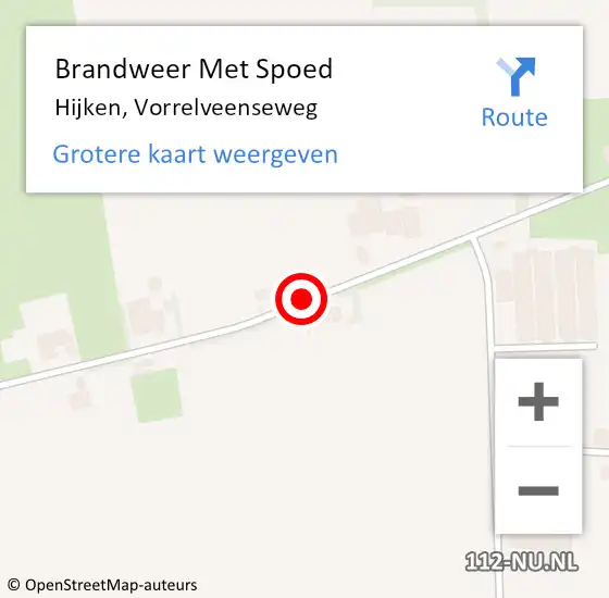 Locatie op kaart van de 112 melding: Brandweer Met Spoed Naar Hijken, Vorrelveenseweg op 15 augustus 2019 08:38