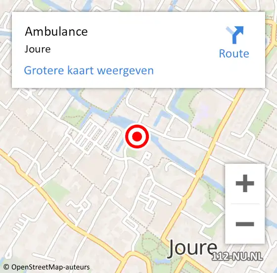 Locatie op kaart van de 112 melding: Ambulance Joure op 15 augustus 2019 10:12