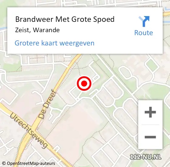 Locatie op kaart van de 112 melding: Brandweer Met Grote Spoed Naar Zeist, Warande op 15 augustus 2019 10:29