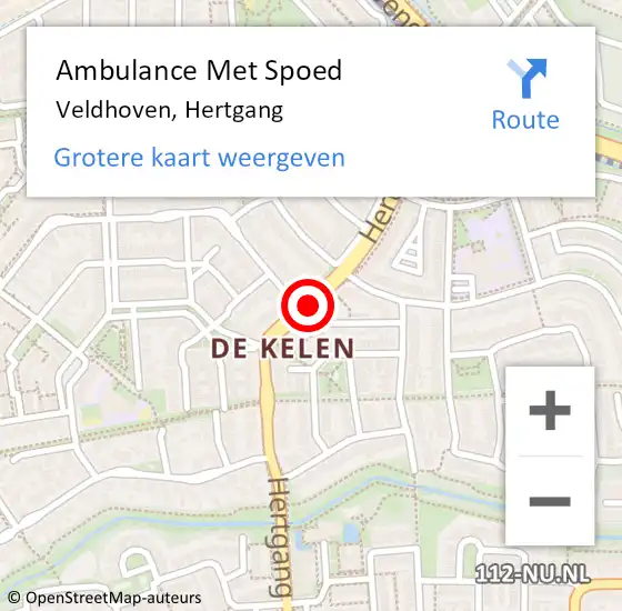 Locatie op kaart van de 112 melding: Ambulance Met Spoed Naar Veldhoven, Hertgang op 15 augustus 2019 12:50