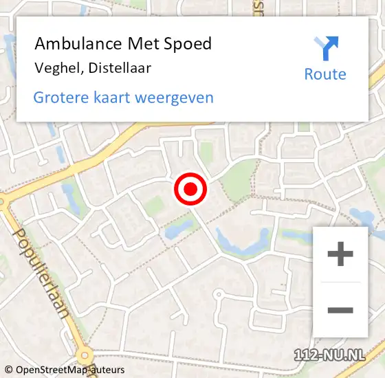 Locatie op kaart van de 112 melding: Ambulance Met Spoed Naar Veghel, Distellaar op 15 augustus 2019 13:36