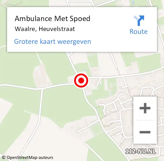 Locatie op kaart van de 112 melding: Ambulance Met Spoed Naar Waalre, Heuvelstraat op 15 augustus 2019 14:12