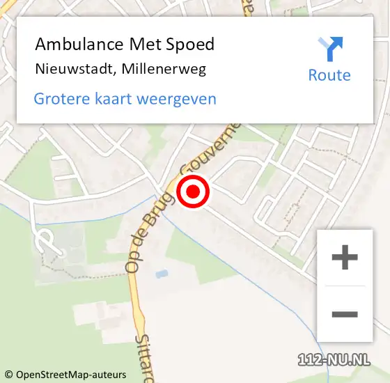 Locatie op kaart van de 112 melding: Ambulance Met Spoed Naar Nieuwstadt, Millenerweg op 10 april 2014 17:23