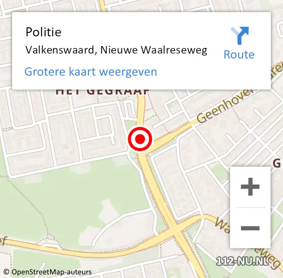 Locatie op kaart van de 112 melding: Politie Valkenswaard, Nieuwe Waalreseweg op 15 augustus 2019 17:05