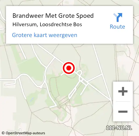 Locatie op kaart van de 112 melding: Brandweer Met Grote Spoed Naar Hilversum, Loosdrechtse Bos op 15 augustus 2019 17:16