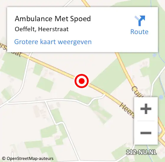 Locatie op kaart van de 112 melding: Ambulance Met Spoed Naar Oeffelt, Heerstraat op 15 augustus 2019 17:24