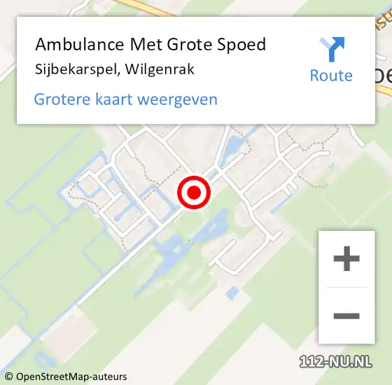 Locatie op kaart van de 112 melding: Ambulance Met Grote Spoed Naar Sijbekarspel, Wilgenrak op 15 augustus 2019 17:31